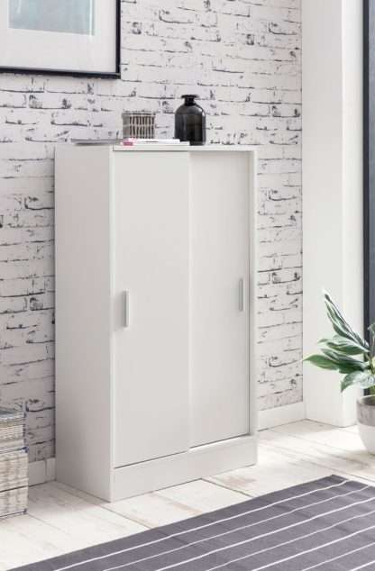 5 cm Weiß | Design Mehrzweckschrank | Büroschrank Modern | Kommodenschrank Flurmöbel | Sideboard Flur Kommode | Kleiner Aufbewahrungsschrank