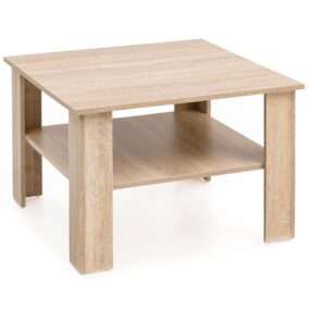 Couchtisch Sonoma Eiche 60x42x60 cm Design Holztisch mit Ablage | Wohnzimmertisch Coffee Table | Sofatisch Loungetisch Holz | Kaffeetisch Stubentisch mit Stauraum | Tisch Wohnzimmer