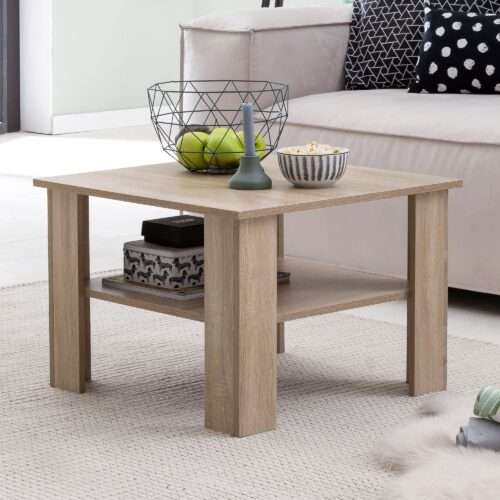 Couchtisch Sonoma Eiche 60x42x60 cm Design Holztisch mit Ablage Wohnzimmertisch – Bild 2