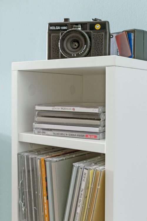 CD-Regal Holz 21x90x20 cm Offenes Bücherregal Schmal CD Aufbewahrung Klein Design Nischenregal – Bild 7
