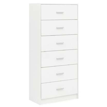 Design Sideboard Weiß Hochglanz 60x130x30 cm Anrichte Holz Modern | Schmale Schubladenkommode Esszimmer | Kleiner Allzweckschrank Flur | Wäschekommode Schlafzimmer