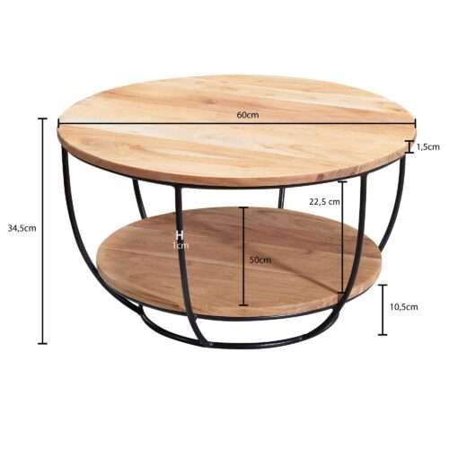 Couchtisch 60x345x60 cm Akazie Massivholz / Metall Sofatisch Design Wohnzimmertisch – Bild 4