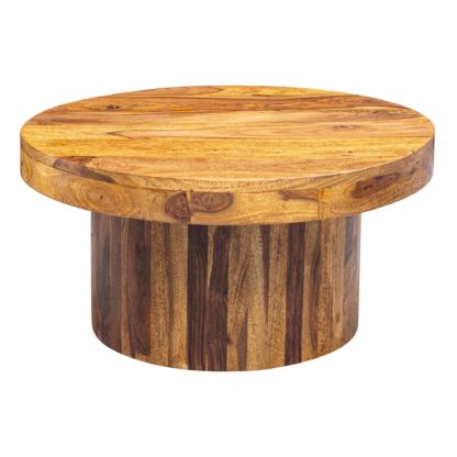 Couchtisch 60x30x60 cm Sheesham Massivholz Sofatisch | Design Wohnzimmertisch Rund | Stubentisch Kaffeetisch Braun | Tisch Wohnzimmer