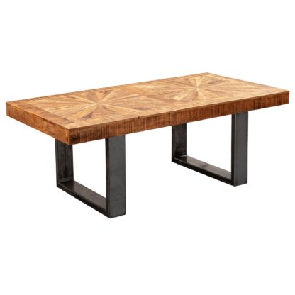 Moderner Couchtisch Mango Massivholz 105x40x55 cm Tisch im Industrial Design | Sofatisch mit Holz und Metall | Wohnzimmertisch Rustikal