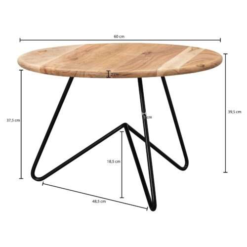 Couchtisch 60x395x60 cm Akazie Massivholz / Metall Sofatisch Design Wohnzimmertisch – Bild 4