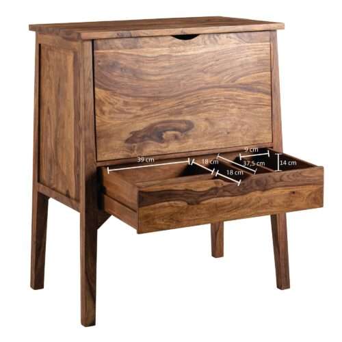 Design Sideboard 90 x 107 x 56 cm Kommode Sheesham Massivholz | Highboard 1 Schublade 2 Klapptüren braun | Schubladenkommode Aufbewahrung – Bild 6