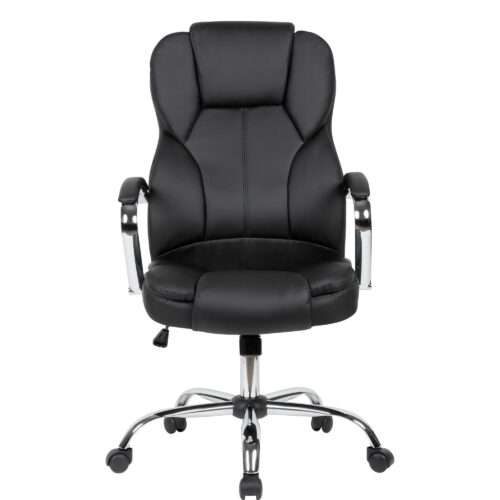 Chefsessel Bezug Kunstleder Schwarz Schreibtischstuhl bis 120 kg Design Drehstuhl – Bild 2