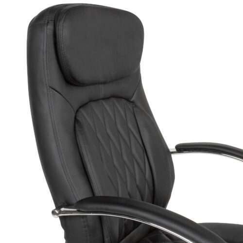 Schreibtischstuhl Bezug Kunstleder Schwarz Bürodrehstuhl bis 120 kg Design Drehstuhl – Bild 6