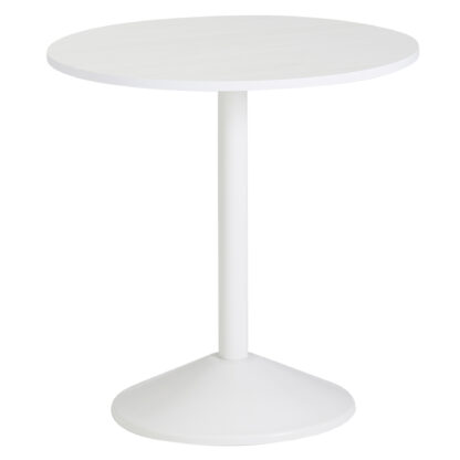 Design Beistelltisch Weiß Holz Optik Rund Ø 48cm | Kleiner Couchtisch | Moderner Wohnzimmertisch | Sofatisch