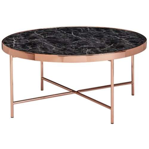 Design Couchtisch Marmor Optik Schwarz - Rund Ø82