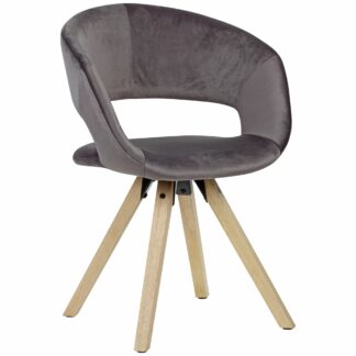 Esszimmerstuhl Dunkelgrau Samt Modern | Küchenstuhl mit Lehne | Stuhl mit Holzfüßen | Polsterstuhl Maximalbelastbarkeit 110 kg