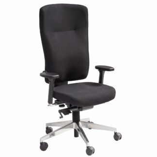 Bürostuhl Stoff Schwarz ergonomischer Profi Schreibtischstuhl höhenverstellbar | Chefsessel mit gebremsten Hartboden-Rollen | Drehstuhl Büro Modern 120 kg
