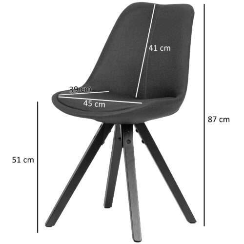 2er Set Esszimmerstuhl Anthrazit mit schwarzen Beinen Stuhl Skandinavisch Polsterstuhl – Bild 4