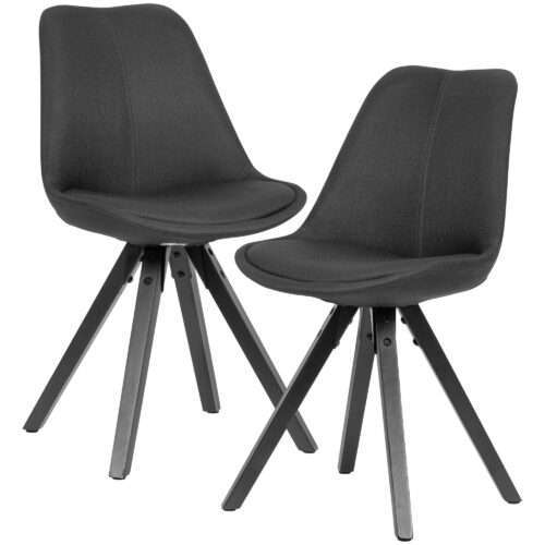 2er Set Esszimmerstuhl Anthrazit mit schwarzen Beinen Stuhl Skandinavisch Polsterstuhl – Bild 2