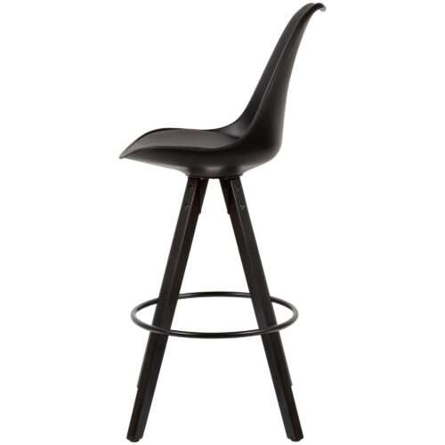 2er Set Barhocker Schwarz Kunstleder / Massivholz Design Barstuhl Skandinavisch – Bild 5