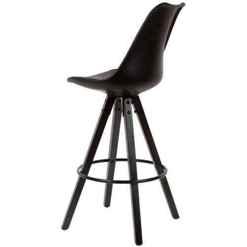 2er Set Barhocker Schwarz Kunstleder / Massivholz Design Barstuhl Skandinavisch – Bild 6
