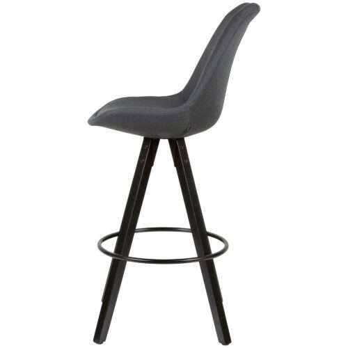 2er Set Barhocker Anthrazit / Schwarz Design Barstuhl Stoff / Massivholz – Bild 5