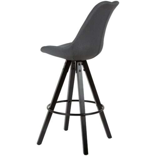 2er Set Barhocker Anthrazit / Schwarz Design Barstuhl Stoff / Massivholz – Bild 6