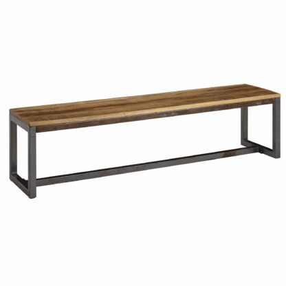 Esszimmerbank 175 x 46 x 45 cm Mango Massivholz / Metall Holzbank Vintage | Esstischbank Massiv ohne Rücken-Lehne | Küchenbank Essbank Groß