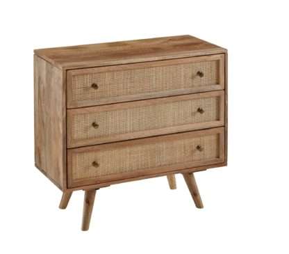 Sideboard 80x75x40 cm Mango Massivholz / Vintage Anrichte | Kommode 3 Schubladen | Hoher Kommodenschrank Holz Massiv | Standschrank Wohnzimmer