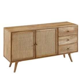 Design Sideboard 140x75x40 cm Mango Massivholz | Kommode 3 Schubladen | Hoher Kommodenschrank Holz Massiv | Standschrank Wohnzimmer | 2 Türfächer