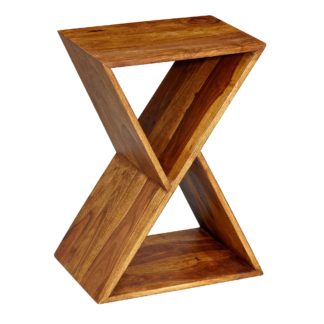 Beistelltisch X-Form 43x60x30 cm Sheesham Massivholz Anstelltisch | Tisch Wohnzimmer Massiv | Kleiner Wohnzimmertisch Echtholz | Sofatisch mit Ablagen
