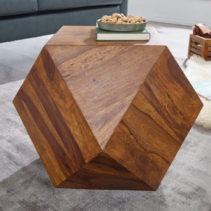 5 x 57 cm Sheesham Massivholz Sofatisch Modern | Wohnzimmertisch in Diamantform | Holztisch Massiv Wohnzimmer | Echtholz Tisch
