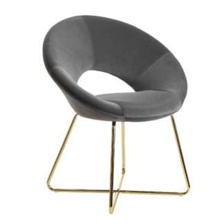 Esszimmerstuhl Samt Dunkelgrau Küchenstuhl mit goldenen Beinen | Schalenstuhl Stoff / Metall | Design Polsterstuhl | Stuhl Esszimmer Gepolstert