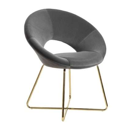 Esszimmerstuhl Samt Dunkelgrau Küchenstuhl mit goldenen Beinen | Schalenstuhl Stoff / Metall | Design Polsterstuhl | Stuhl Esszimmer Gepolstert