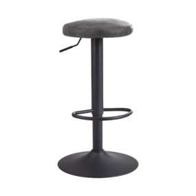 Barhocker Grau Wildlederoptik Hocker ohne Lehne 58 - 79 cm | Küchenhocker Stoff / Metall 100kg | Design Barstuhl Tresenhocker Drehbar Bistrohocker