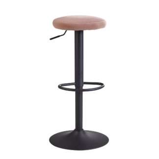 Barhocker Samt Rosa Hocker ohne Lehne 58 - 79 cm | Küchenhocker Stoff / Metall 100kg | Design Barstuhl Tresenhocker Drehbar Bistrohocker