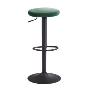 Barhocker Samt Grün Hocker ohne Lehne 58 - 79 cm | Küchenhocker Stoff / Metall 100kg | Design Barstuhl Tresenhocker Drehbar Bistrohocker