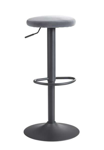Barhocker Samt Dunkelgrau Hocker ohne Lehne 58 - 79 cm | Küchenhocker Stoff / Metall 100kg | Design Barstuhl Tresenhocker Drehbar Bistrohocker