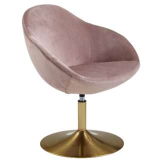 Loungesessel Samt Rosa / Gold 70x79x70 cm Design Drehstuhl | Clubsessel Polsterstuhl mit Armlehne | Drehsessel Cocktailsessel Lounge | Barsessel Besucherstuhl | Sessel mit Stoffbezug