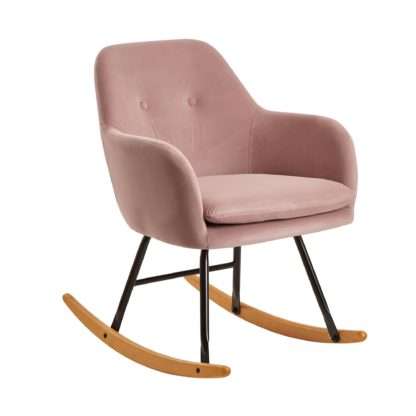 Schaukelstuhl Rosa 71x76x70cm Design Relaxsessel Samt / Holz | Schwingsessel mit Gestell | Polster Relaxstuhl Schaukelsessel | Moderner Schwingstuhl Sessel