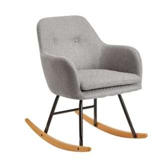 Schaukelstuhl Hellgrau 71x76x70cm Design Relaxsessel Malmo-Stoff / Holz | Schwingsessel mit Gestell | Polster Relaxstuhl Schaukelsessel | Moderner Schwingstuhl Sessel