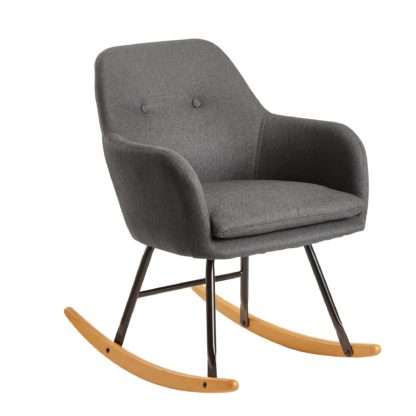 Schaukelstuhl Dunkelgrau 71x76x70cm Design Relaxsessel Malmo-Stoff / Holz | Schwingsessel mit Gestell | Polster Relaxstuhl Schaukelsessel | Moderner Schwingstuhl Sessel