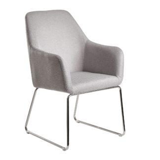 Esszimmerstuhl Hellgrau Stoff / Metall Küchenstuhl mit silbernen Beinen | Design Schalenstuhl Polsterstuhl Esszimmer | Stuhl Gepolstert