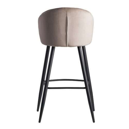 Barhocker Samt Beige Hocker mit Lehne 56x1025x525 cm Küchenhocker Skandinavisch – Bild 5