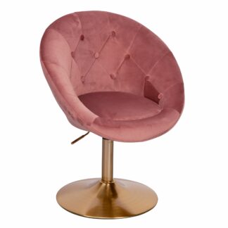 Loungesessel Samt Rosa / Gold Design Drehstuhl | Clubsessel Polsterstuhl mit Rückenlehne | Drehsessel Cocktailsessel Lounge | Sessel mit Stoffbezug
