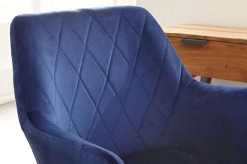 Schreibtischstuhl Dunkelblau Samt Design Drehstuhl mit Lehne Schalenstuhl 120 kg Höhenverstellbar – Bild 5