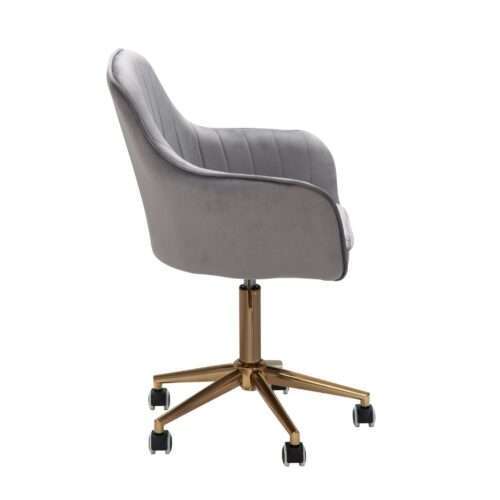 Schreibtischstuhl Samt Grau Design Drehstuhl mit Lehne Arbeitsstuhl 120 kg – Bild 7