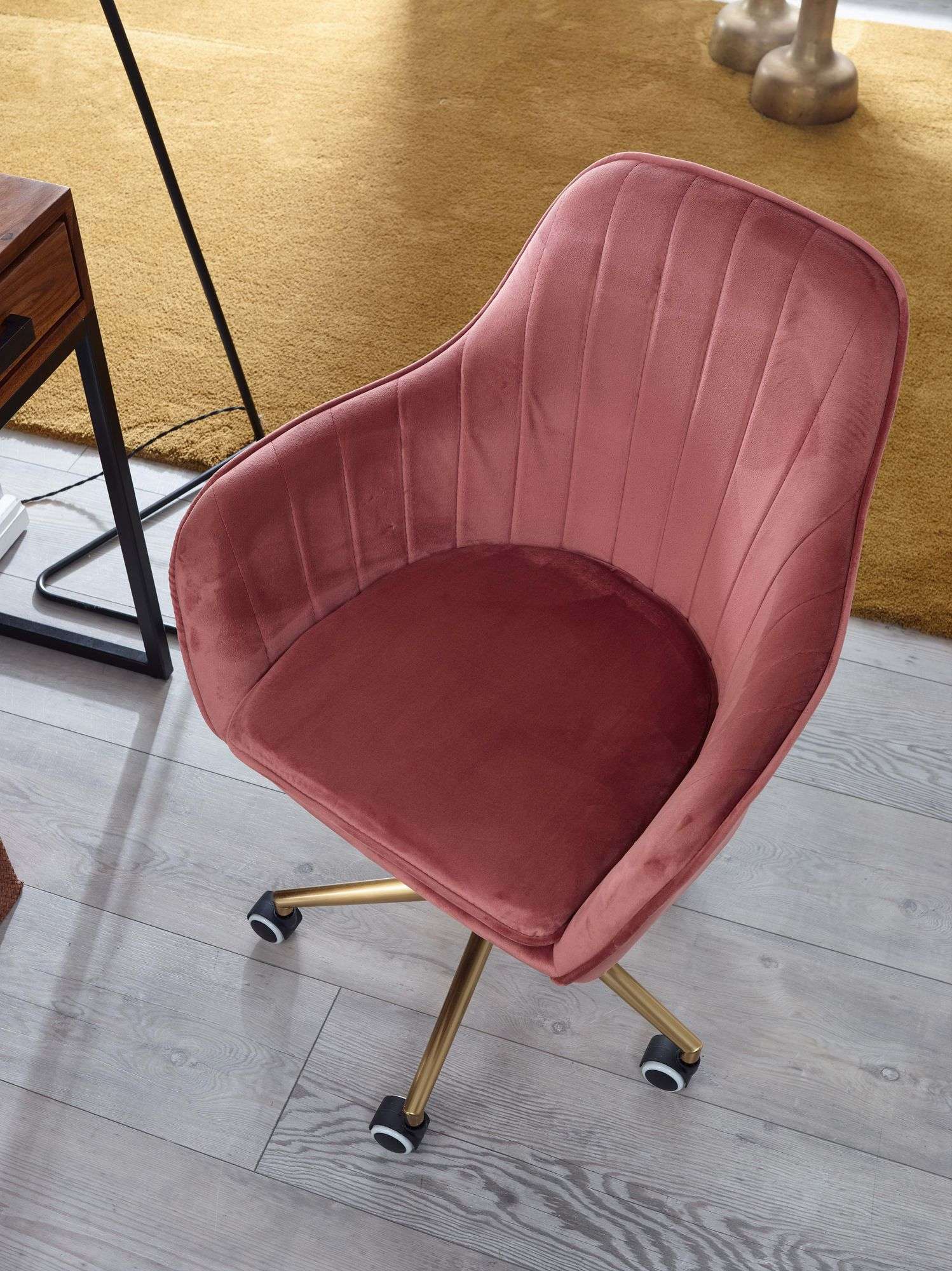 online Drehstuhl Design Schreibtischstuhl kaufen Rosa | Samt