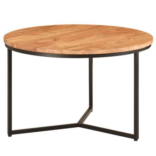 Couchtisch 60x60x38 cm Akazie Massivholz / Metall Design Sofatisch Rund Wohnzimmertisch – Bild 7