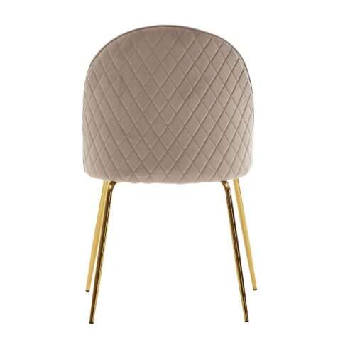 Design Esszimmerstuhl 2er Set Samt Beige Gepolstert Küchenstuhl Stoff mit goldenen Beinen – Bild 6
