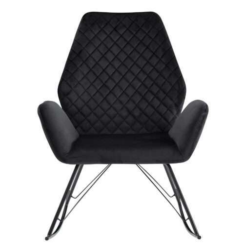 Schaukelstuhl Schwarz 73x94x84 cm Design Relaxsessel Samt / Metall Schwingsessel – Bild 5