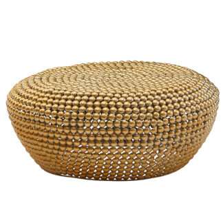 Couchtisch Aluminium Gold 85x85x35 cm Wohnzimmertisch Metall Rund | Designer Sofatisch Alu Orientalisch | Runder Kaffeetisch Groß