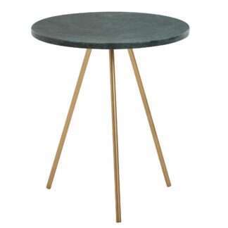 Beistelltisch Echter Marmor Grün 38x38x44cm Anstelltisch Metall Gold | Kleiner Dreibein Sofatisch Rund | Wohnzimmertisch Couch Modern | Couchtisch Hoch