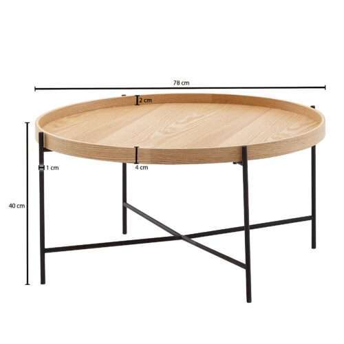 Couchtisch 78x78x40 cm Sofatisch Holz / Metall Wohnzimmertisch Eiche Design Stubentisch – Bild 4