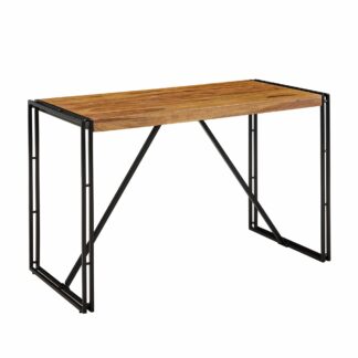 Schreibtisch 120x60x77 cm Sheesham Massivholz PC Tisch | Design Computertisch Metall Holz | Arbeitstisch Bürotisch Industrial | Holztisch Massiv